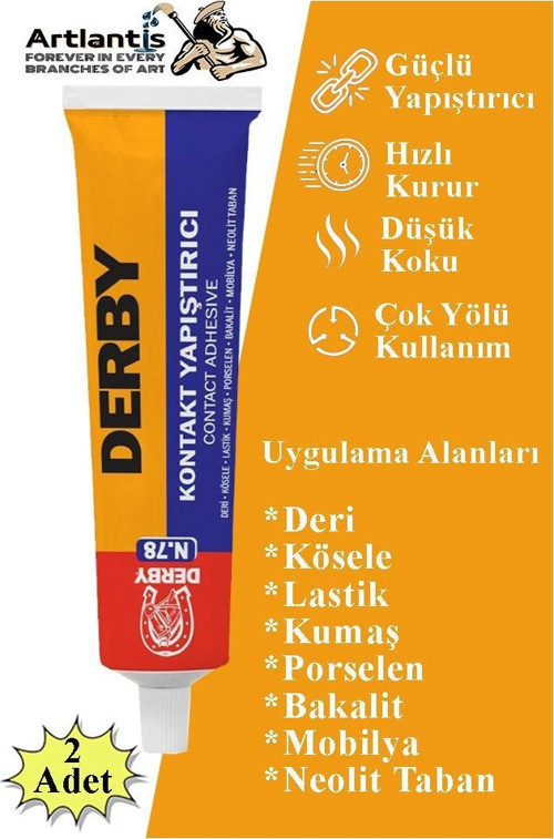 Yapıştırıcı 40 gr Tüp 2 Adet Kontakt Sıvı Yapıştırıcı Deri Kösele Lastik Kumaş Porselen Mobilya Yapıştırıcı