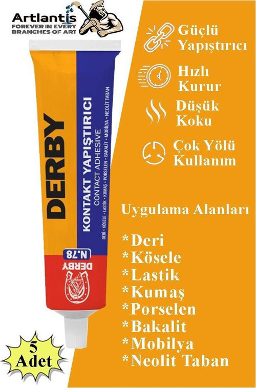 Yapıştırıcı 40 gr Tüp 5 Adet Kontakt Sıvı Yapıştırıcı Deri Kösele Lastik Kumaş Porselen Mobilya Yapıştırıcı