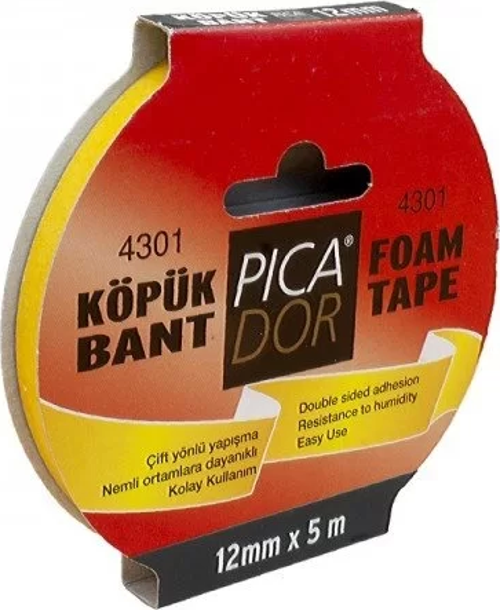 ÇİFT TARAFLI KÖPÜK BANT 12mmx5m ASKILI (KO001)