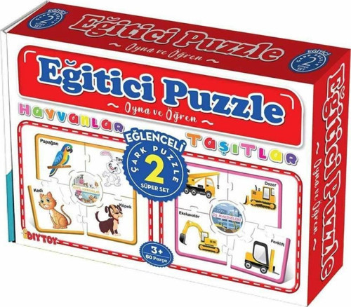 7196 Eğitici Çark Puzzle Hayvanlar Ve Taşıtlar -Dıytoy