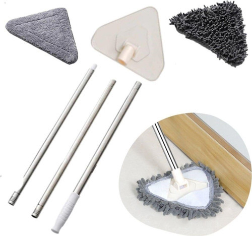 ® Teleskopik Saplı 150 Cm Üçgen Mop Cam Duvar Tavan Fayans Parke Temizleyici Mop