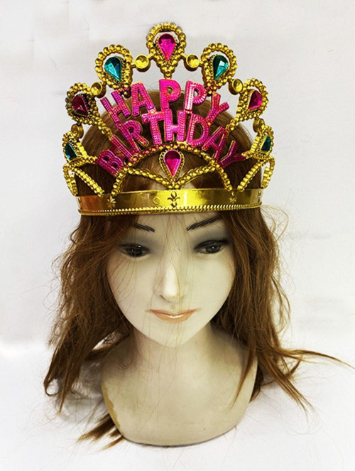 Altın Renk Happy Birthday Yazılı Doğum Günü Tacı 60 Cm