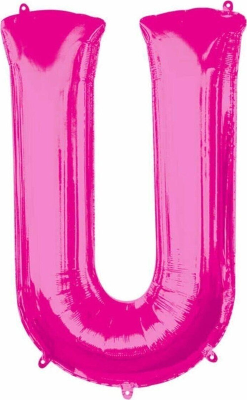 1 Metre Pembe U Harfi Folyo Harf Balon Pembe Sevgiliye Dekor Pembe Balon U