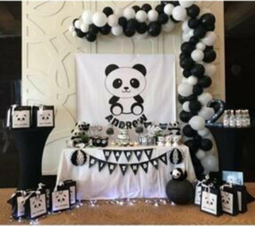 50 Adet 12 Inç Parti Balonu Metalik Beyaz - Pastel Siyah + 5 Mt Balon Zinciri