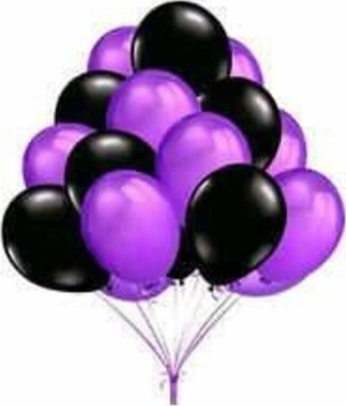 50 Adet Metalik Sedefli Uçan Balon Mor-Siyah Karışık Balon