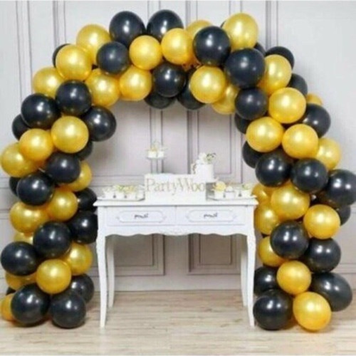 50 Adet Metalik Siyah -Altın(Gold) Balon-Nişan-Parti-Düğün Balonu