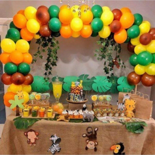 Balon Konsept 50 Adet Sarı-Turuncu-Kahverengi-Yeşil Metalik Balon 2,5 Mt Balon Zinciri