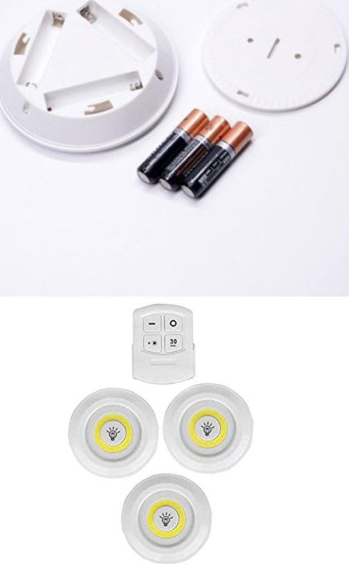 3Lü Uzaktan Kumandalı Yapışkanlı Kablosuz Led Spot Lambalar