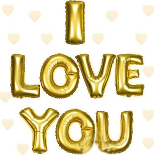 I Love You Folyo Balon Altın Renk 35 Cm