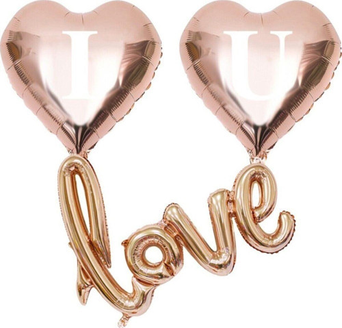 I Love You Kalpli Folyo Balon Set Rose Gold