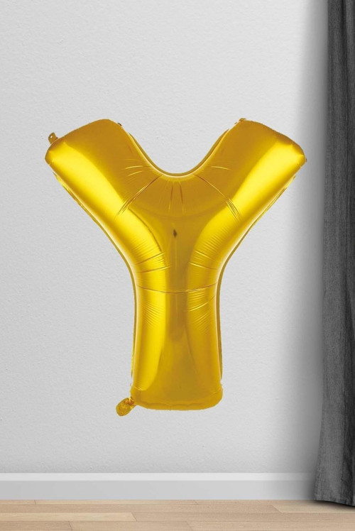 Y Harfi Folyo Balon Gold 100 Cm 40 Inç 1 Metre Altın