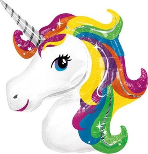 Renkli Unicorn Folyo Balon Büyük Boy Helyum Uyumlu 92X126 Cm