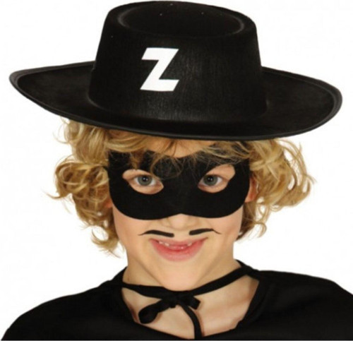 Z Logolu Zorro Şapkası Ve Zorro Maskesi Çocuk Boy