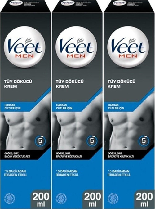 Hassas Erkeklere Özel Tüy Dökücü Krem 200 ml x 3 Adet