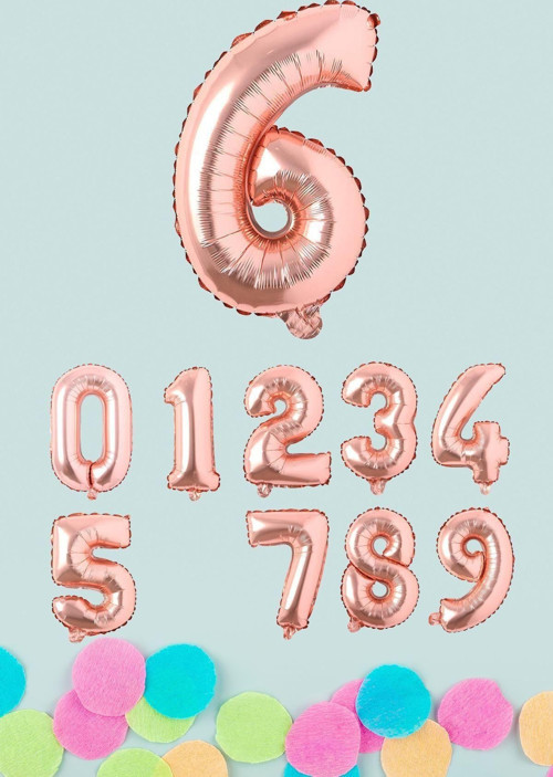 Rose Gold Rakam Folyo Balon Rose Gold Sayı Balonlar 16 İnç 40 Cm