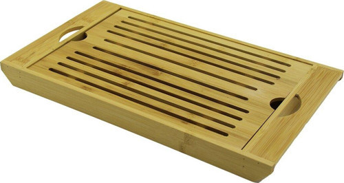 2In1 Izgaralı Bambu Ahşap Kesim Panosu - Tepsi Kesim: 20.5X29.5Cm - (4741)