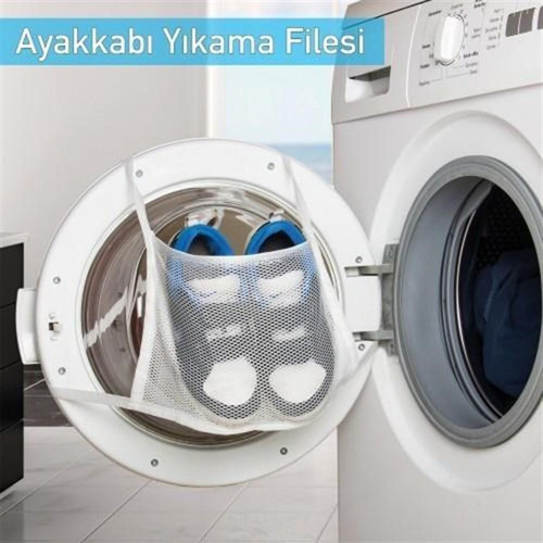Pratik Çamaşır Makinesi Kapağa Bağlamalı Ayakkabı Yıkama Filesi (4741)