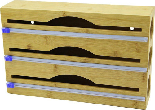 3In1 Ahşap Bambu Streçlik Folyoluk Kesici Bıçak Kanallı 22X34Cm (4741)