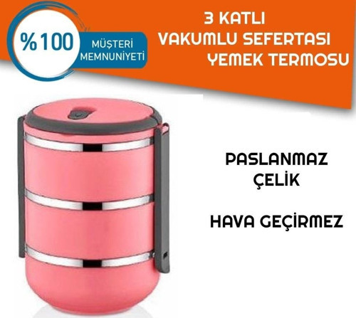 Sefer Tası Yemek Termosu Saklama Kabı Termosu 3Lü - Çelik (4741)