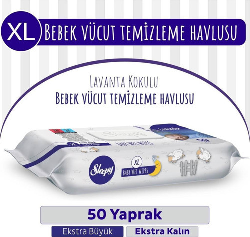 Xl Lavanta Kokulu Bebek Vücut Temizleme Mendili 50 Yaprak