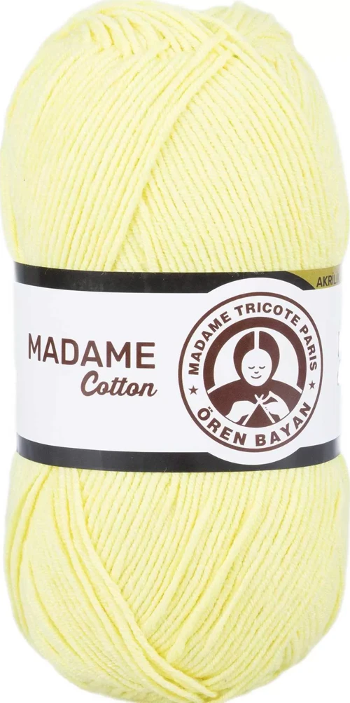 1 Adet Madame Cotton El Örgü İpi Yünü 100 Gr 006 Açık Sarı