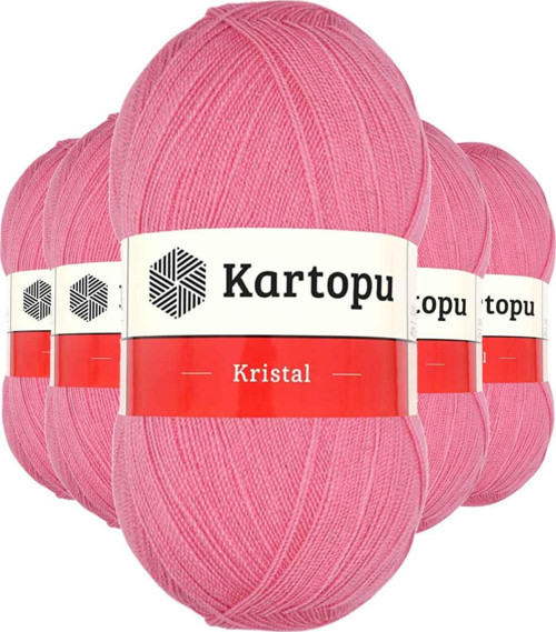 5 Adet Kristal Çift Katlı El Örgü Lif İpi Koyu Pembe K1790