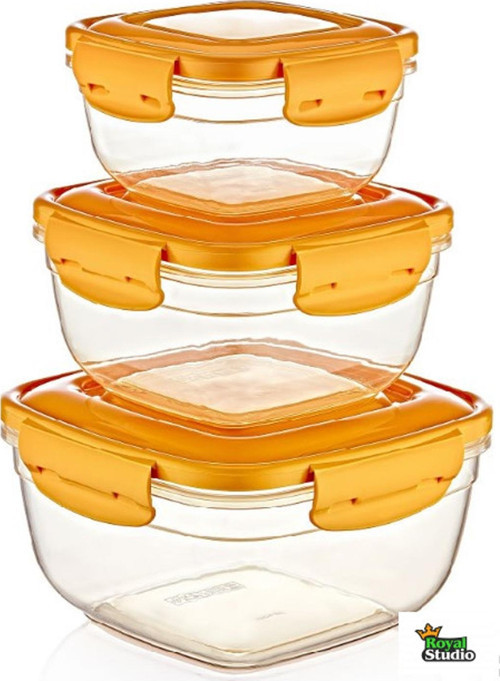 3 Lü Saklama Kabı Seti Silikon Renkli 500 Ml - 900 Ml - 1500Ml Model 30807