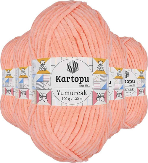 5 Adet Yumurcak Kadife El Örgü İpi Somon K218