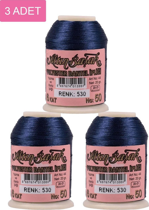 3 Adet Altınbaşak Oya Ve Dantel İpi 20 Gr - Royaleks - No: 530