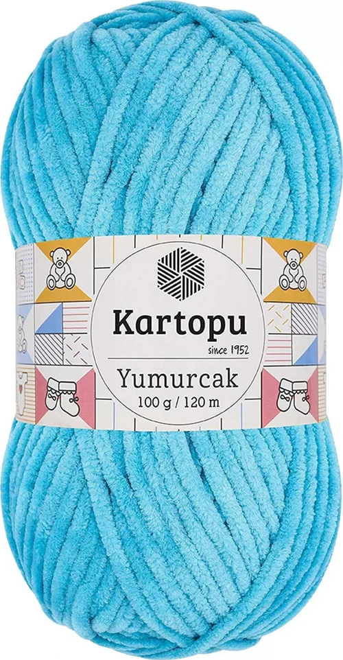 1 Adet Yumurcak Kadife El Örgü İpi Turkuaz K515