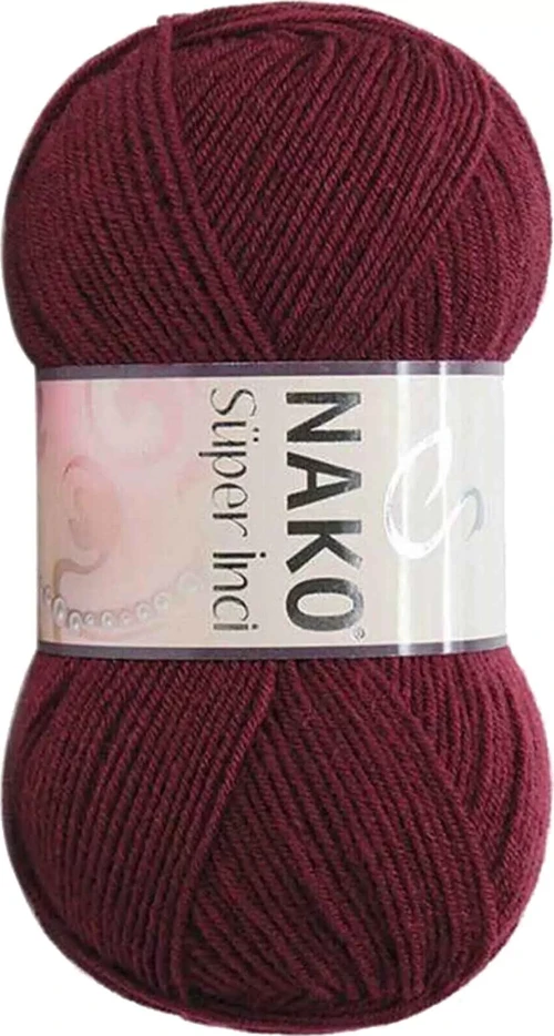 1 Adet Süper İnci El Örgü İpi 100 Gr Bordo 999