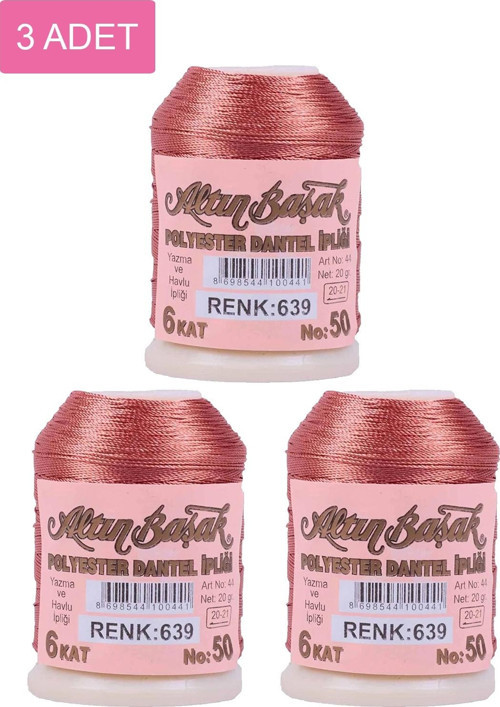 3 Adet Altınbaşak Oya Ve Dantel İpi 20 Gr - Royaleks - No: 639