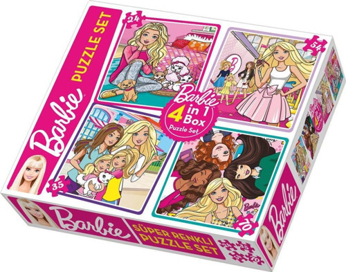 1888 Dıytoy Süper Renkli 4Ü1 Arada Puzzle Set - Barbie / 24+35+54+70 Parça Puzzle