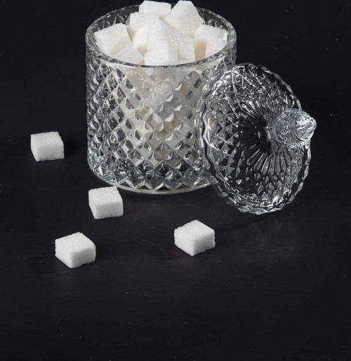 Kristal Desen Noktalı Şekerlik İşleme Kapaklı Çay Sunum 8 X 8 Cm