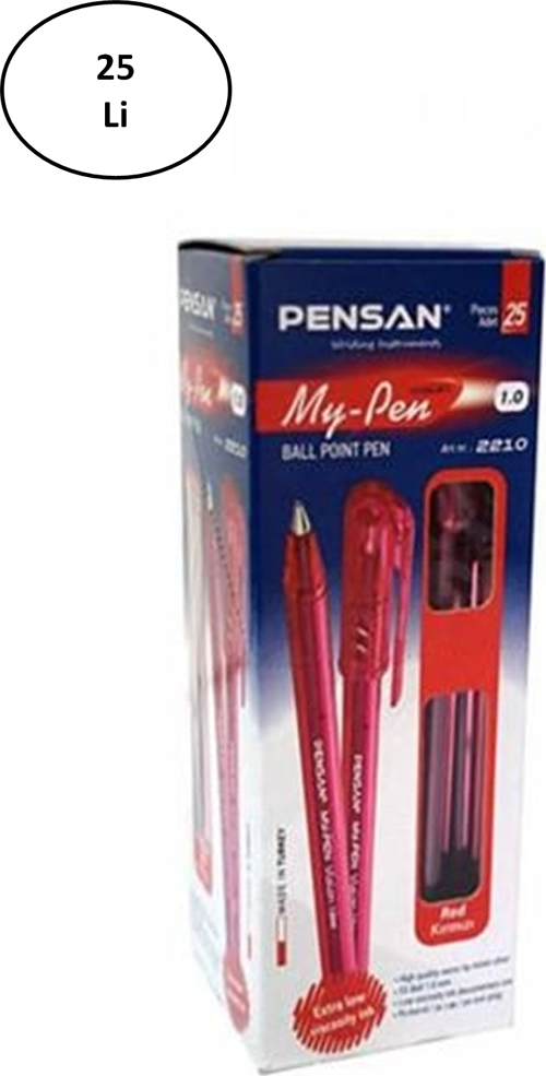 Pe02210Tkkı My-Pen Tükenmez Kalem, Kırmızı, 25'Li