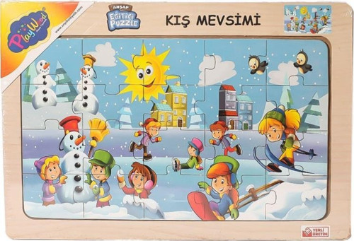Ony-109-110-111-112 Ahşap Eğitici Çocuk Puzzle -Kış Mevsimi