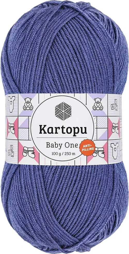 1 Adet Baby One Tüylenmeyen El Örgü İpi Yünü Açık Lacivert K604