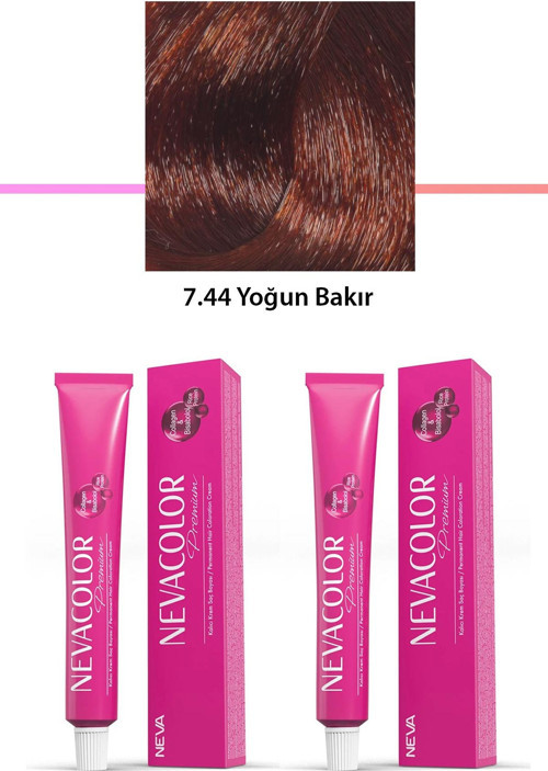 2 Li Set Premium 7.44 Yoğun Bakır - Kalıcı Krem Saç Boyası 2 X 50 G Tüp