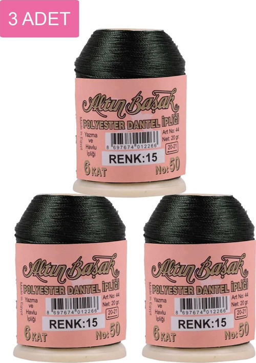 3 Adet Altınbaşak Oya Ve Dantel İpi 20 Gr - Royaleks - No: 015