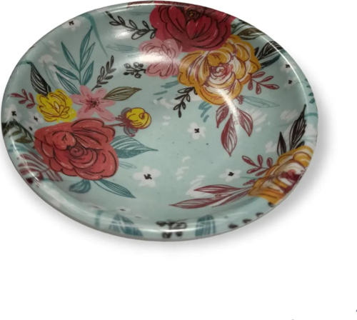 Melamin Çay Tabağı Renkli Çiçek Desenli Melamin Tabak Royaleks-71