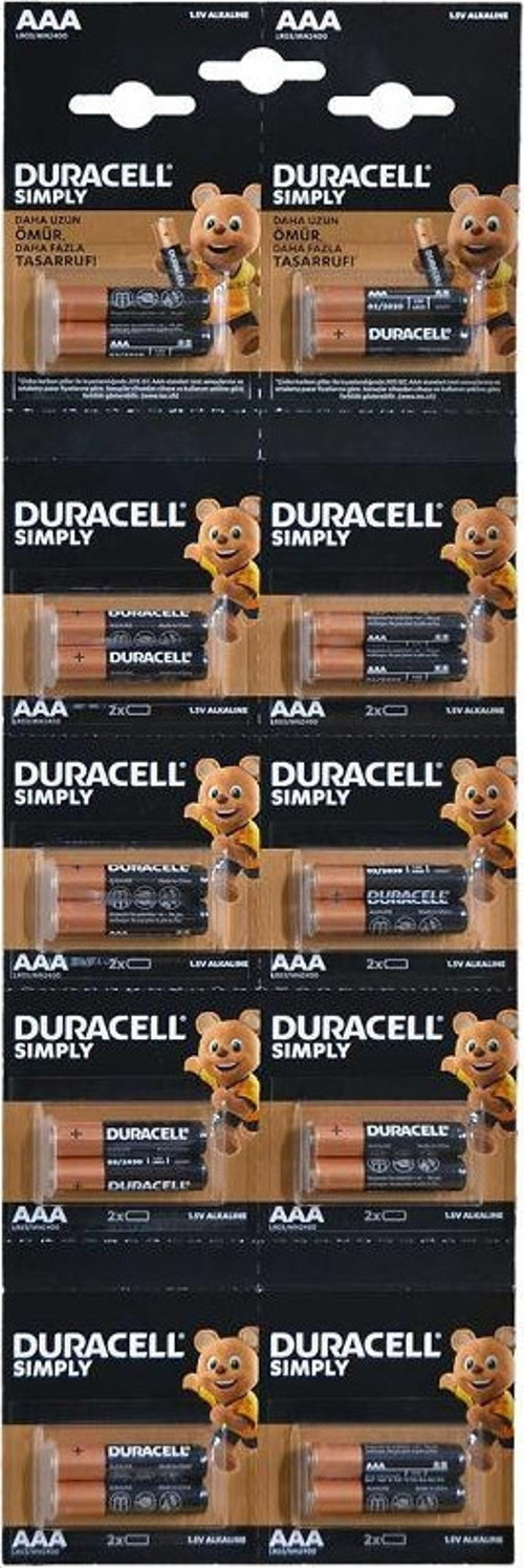 Lr03/Mn2400 1.5V Alkalin Aaa İnce Kalem Pil 20Li Kartela Paket Fiyat (2Li Yırtmalı) (4741)