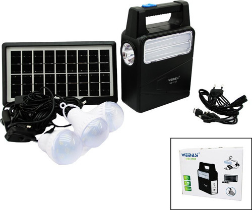 Solar Seyyar Panelli - Fiş Şarjlı 2İn1 Dikey Model El Feneri - 3 Parça Ampul Kablolu - Powerbank (4741)