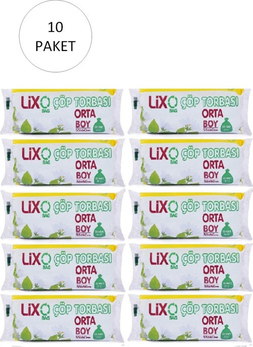 Orta Boy Çöp Torbası 55 X 60 Cm 20 Li Rulo X 10 Paket = 200 Adet (Mavi)