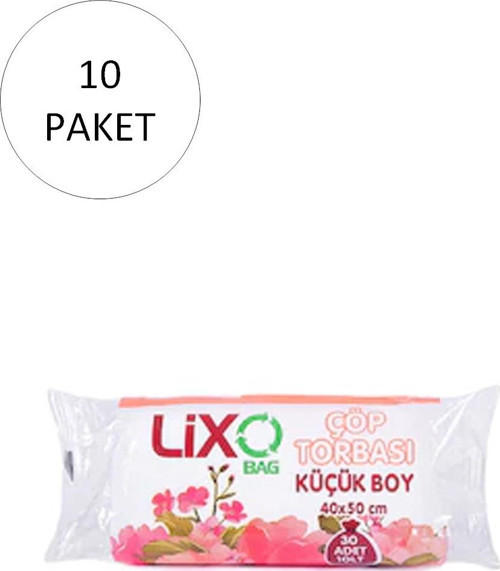 Küçük Boy Çöp Torbası 40 X 50 Cm 30 Lu Rulo X 10 Paket = 300 Adet (Şeffaf)