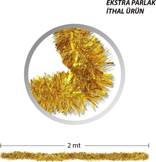 Parti İçin Sim Süs 2 Metre Uzunluk 6 Cm Genişlik Altın Renk İthal
