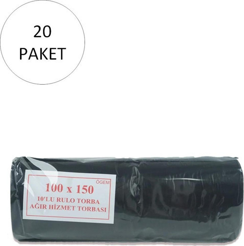 Hantal Boy Çöp Torbası 100 X 150 Cm 10 Lu Rulo X 20 Paket = 200 Adet (Siyah)