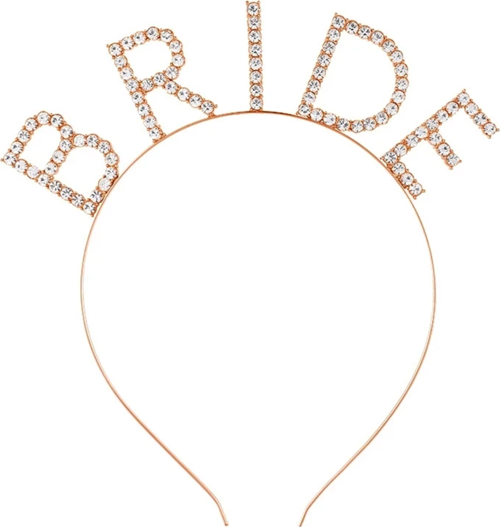Mega Boy Kristal Taşlı Rose Gold Bride Taç Gelin Tacı 20X21 Cm