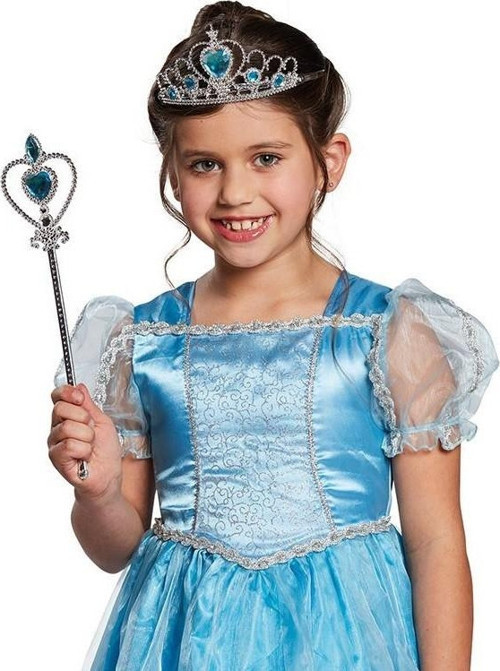 Karlar Ülkesi Elsa Mavi Kalpli Taç Ve Mavi Asa Seti Çocuk Boy