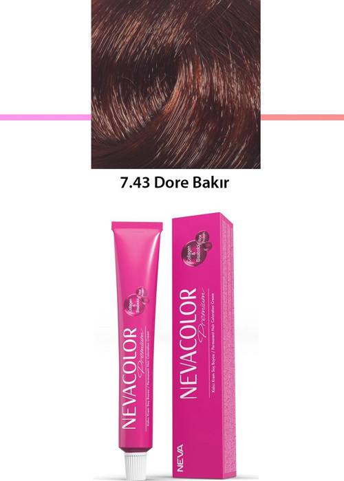 Premium 7.43 Dore Bakır - Kalıcı Krem Saç Boyası 50 G Tüp