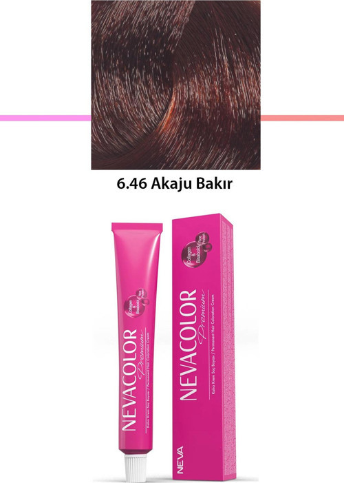Premium 6.46 Akaju Bakır - Kalıcı Krem Saç Boyası 50 G Tüp